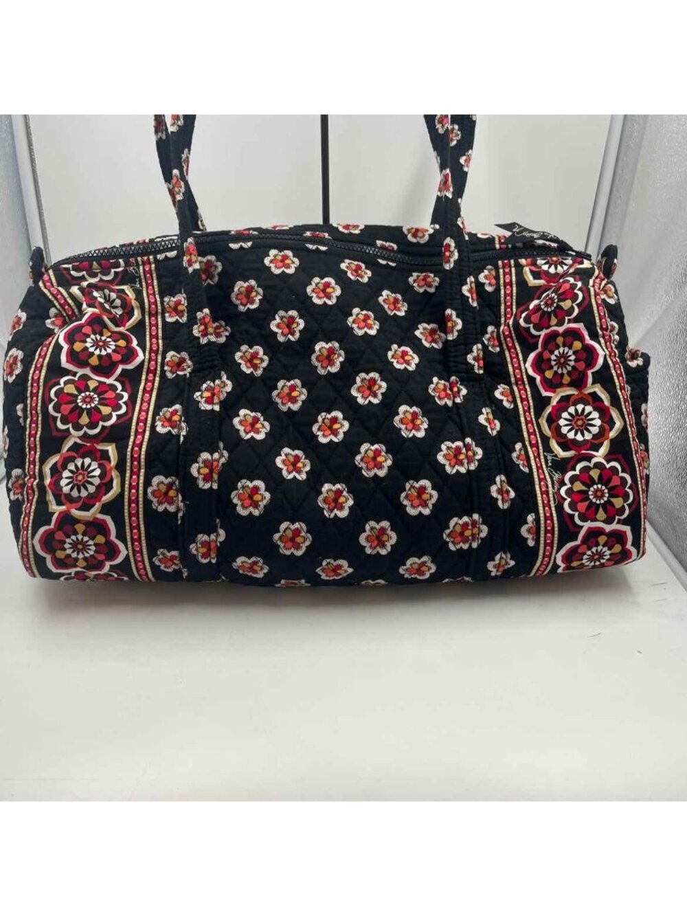 Vera Bradley Pirouette Quilted Black Floral Duffle Style Bag